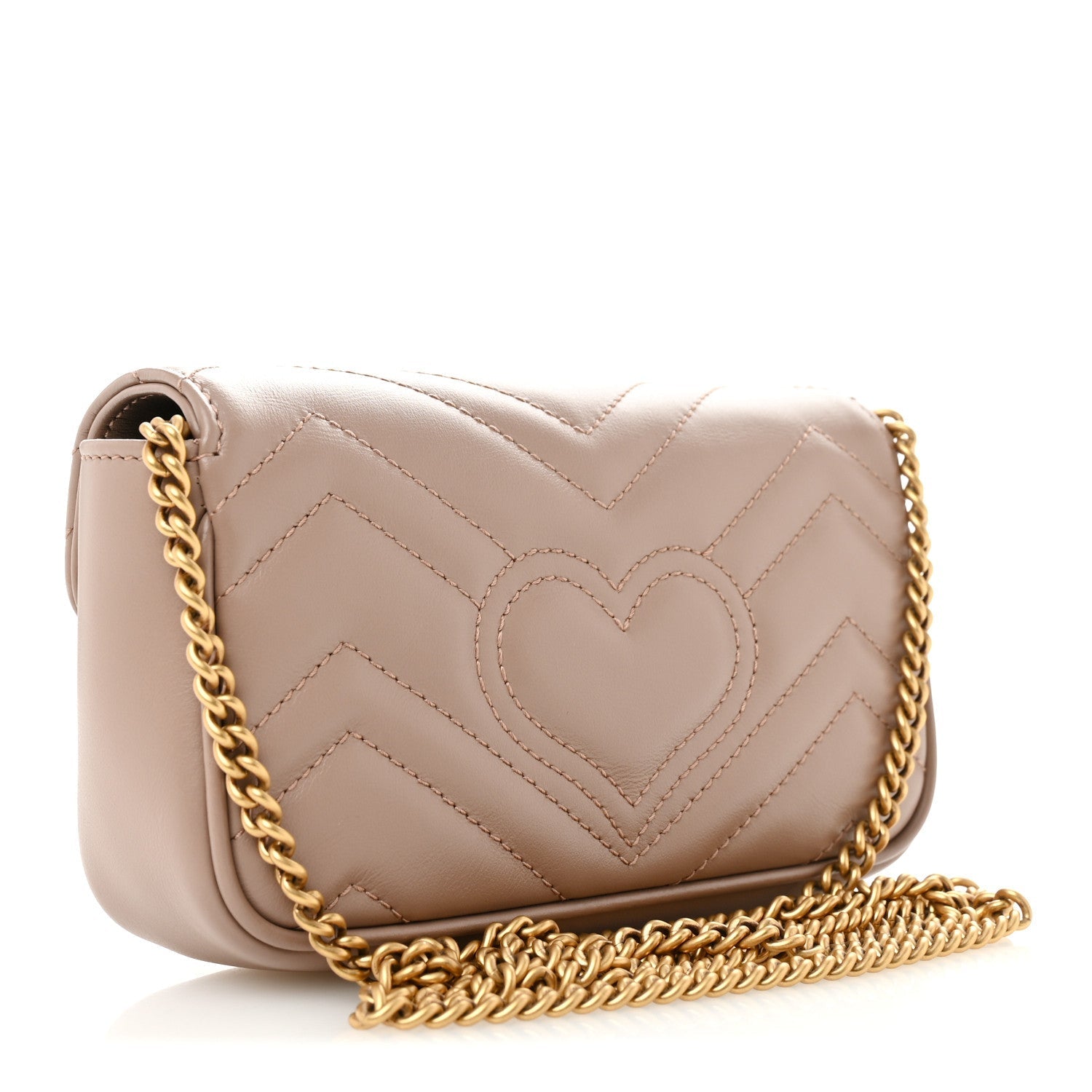 Calfskin Matelasse Super Mini GG Marmont Shoulder Bag Porcelain Rose