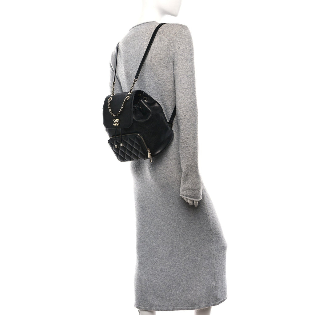 Caviar Quilted Business Affinity Backpack Black