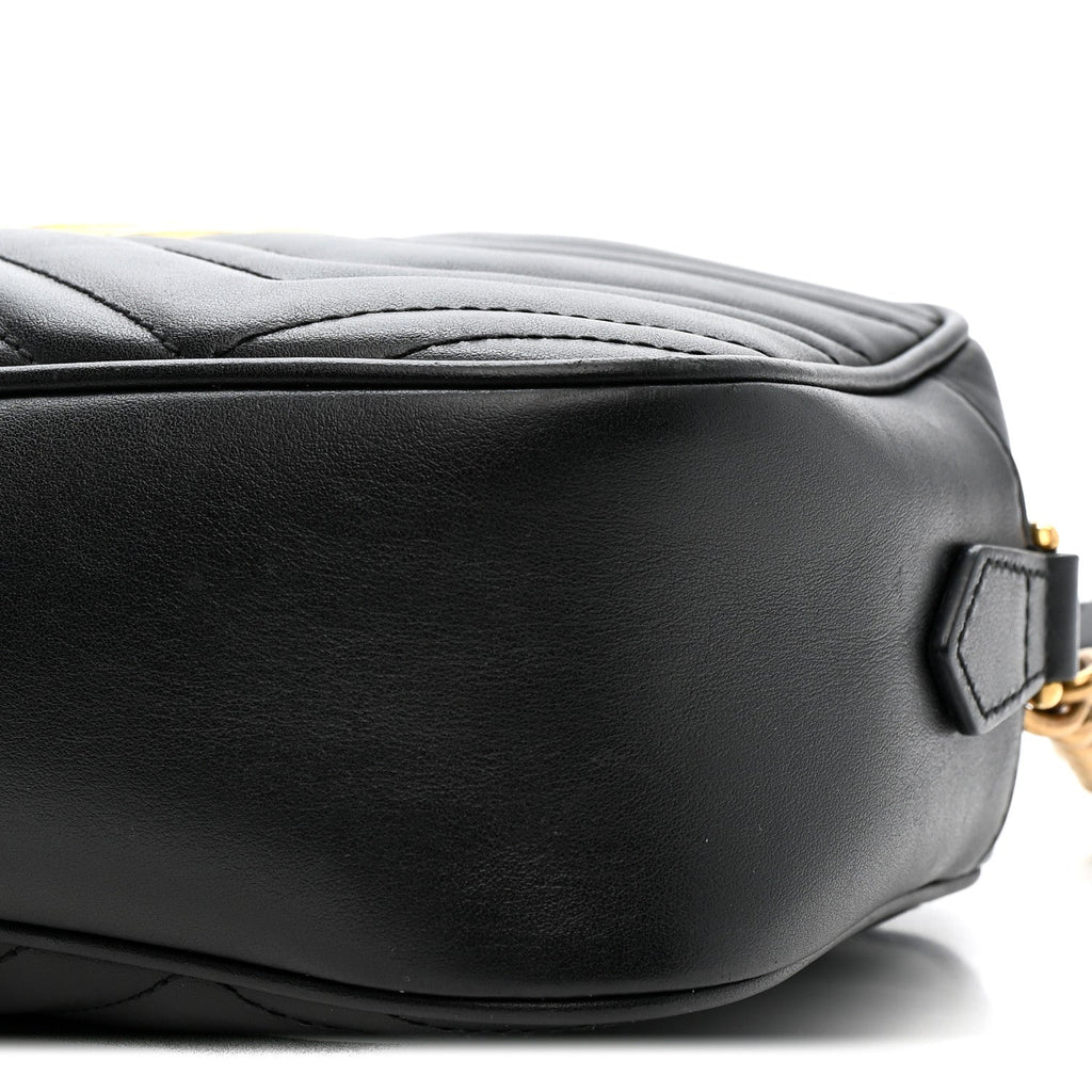 Calfskin Matelasse Small GG Marmont Chain Shoulder Bag Black