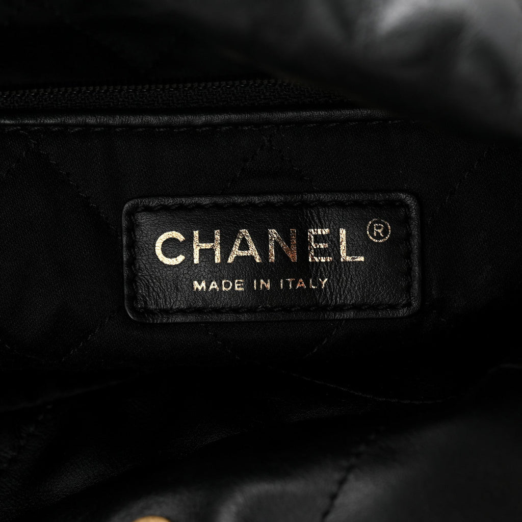 Shiny Calfskin Quilted Small Chanel 22 Black