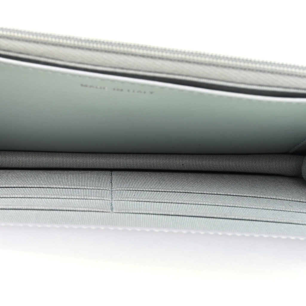 Iridescent Calfskin Quilted Wallet On Chain WOC Light Blue