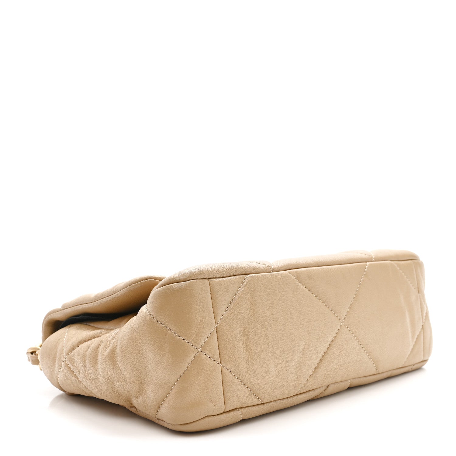 Goatskin Quilted Medium Chanel 19 Flap Dark Beige