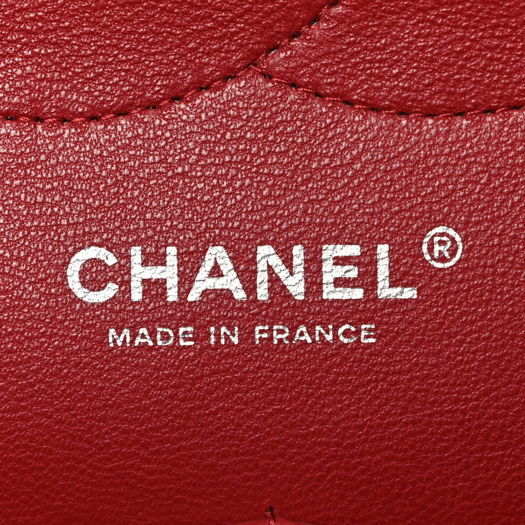 Caviar Quilted Jumbo Double Flap Dark Red