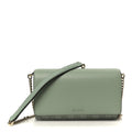 GG Supreme Monogram Textured Calfskin Emblem Wallet On Chain Sage Green