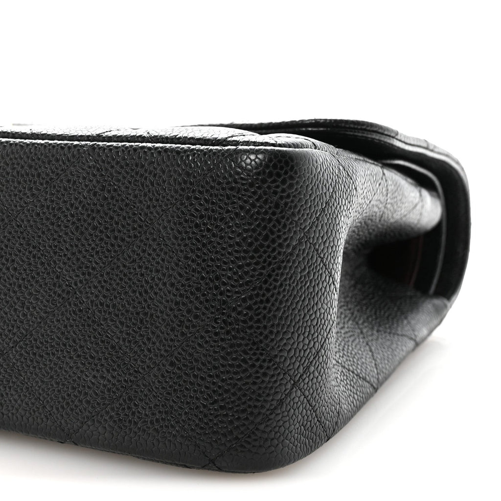 Caviar Quilted Jumbo Double Flap Black
