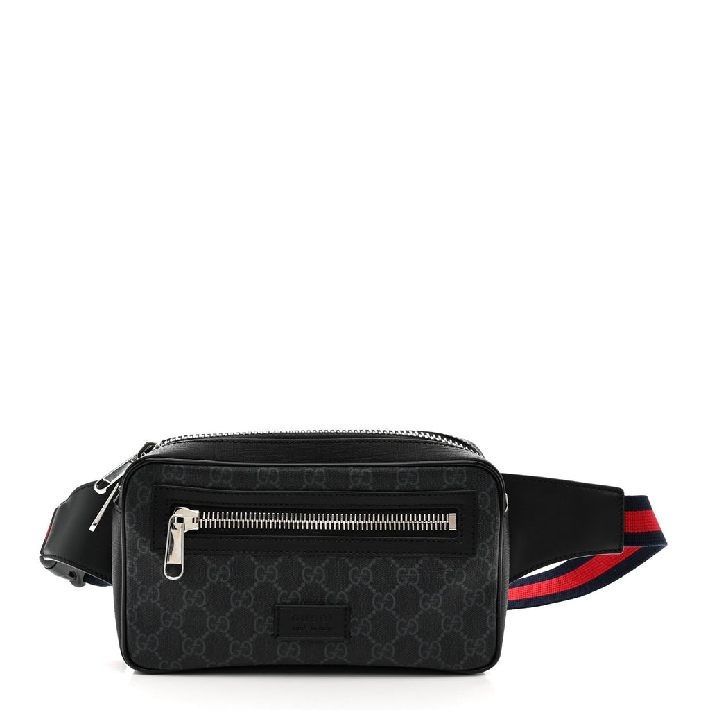 Soft GG Supreme Monogram Web Belt Bag Black Grey