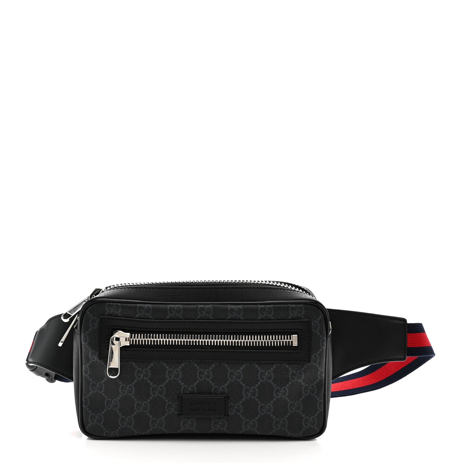 Soft GG Supreme Monogram Web Belt Bag Black Grey