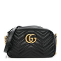 Calfskin Matelasse Small GG Marmont Chain Shoulder Bag Black