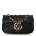 Calfskin Matelasse Super Mini GG Marmont Shoulder Bag Black