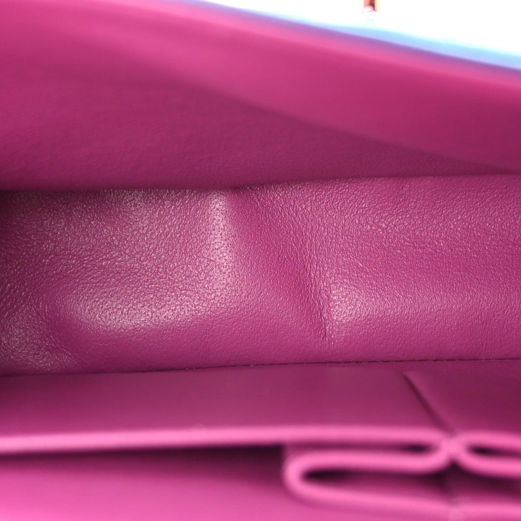 Lambskin Quilted Medium Double Flap Blue Pink