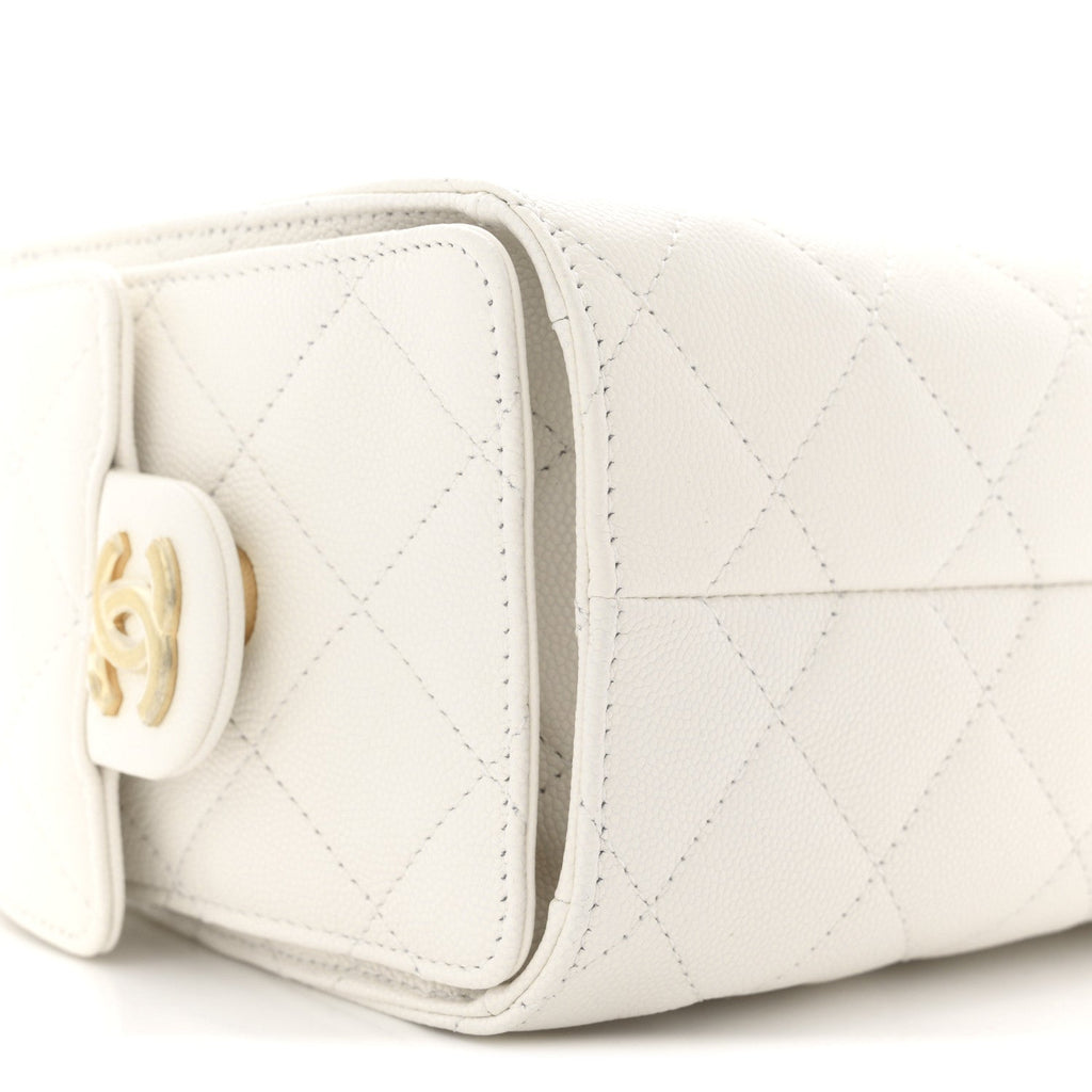 Caviar Quilted Mini Chanel 25 Handbag White