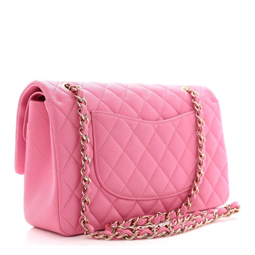 Caviar Quilted Medium Double Flap Pink