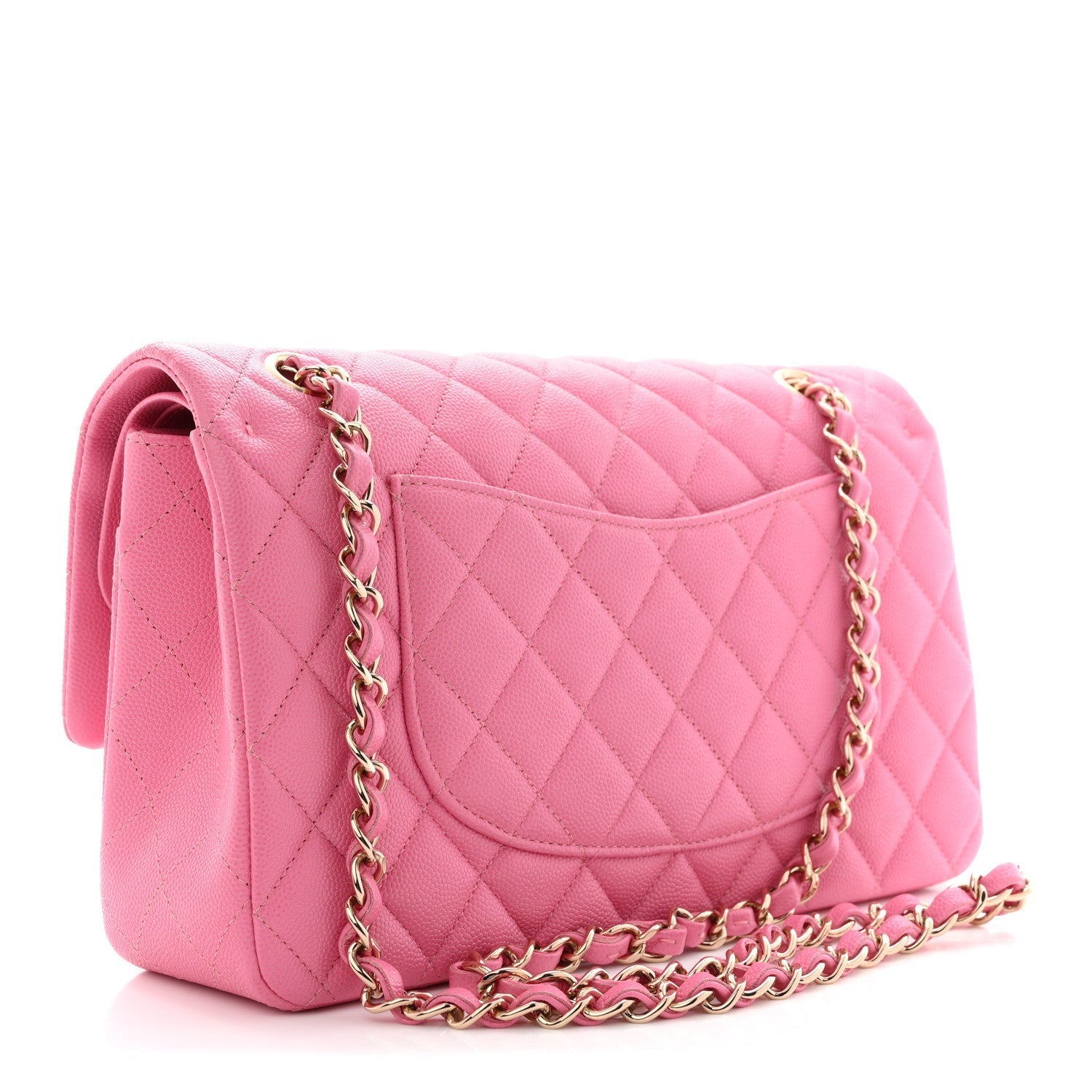 Caviar Quilted Medium Double Flap Pink