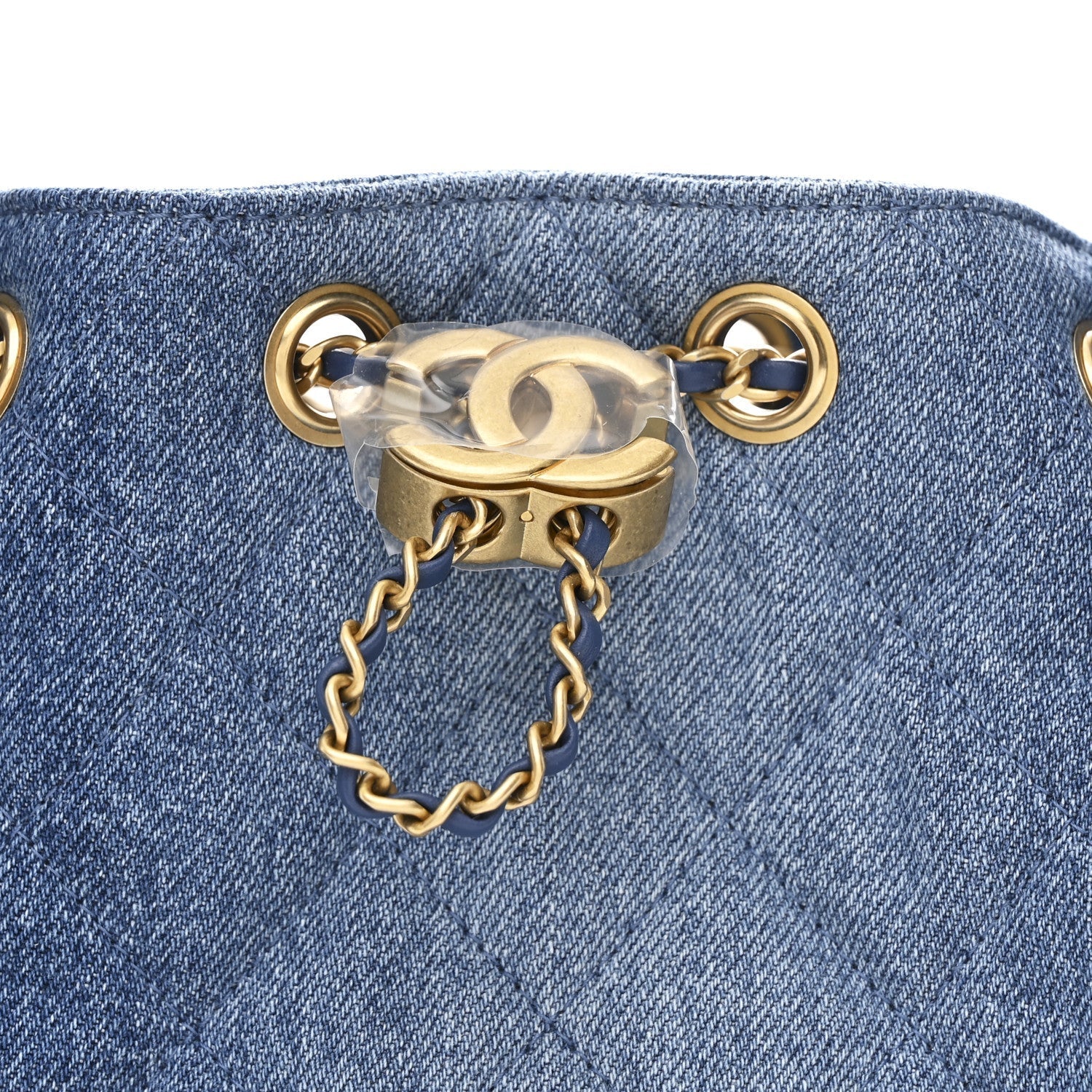 Washed Denim Quilted Mini Chanel 25 Handbag Blue