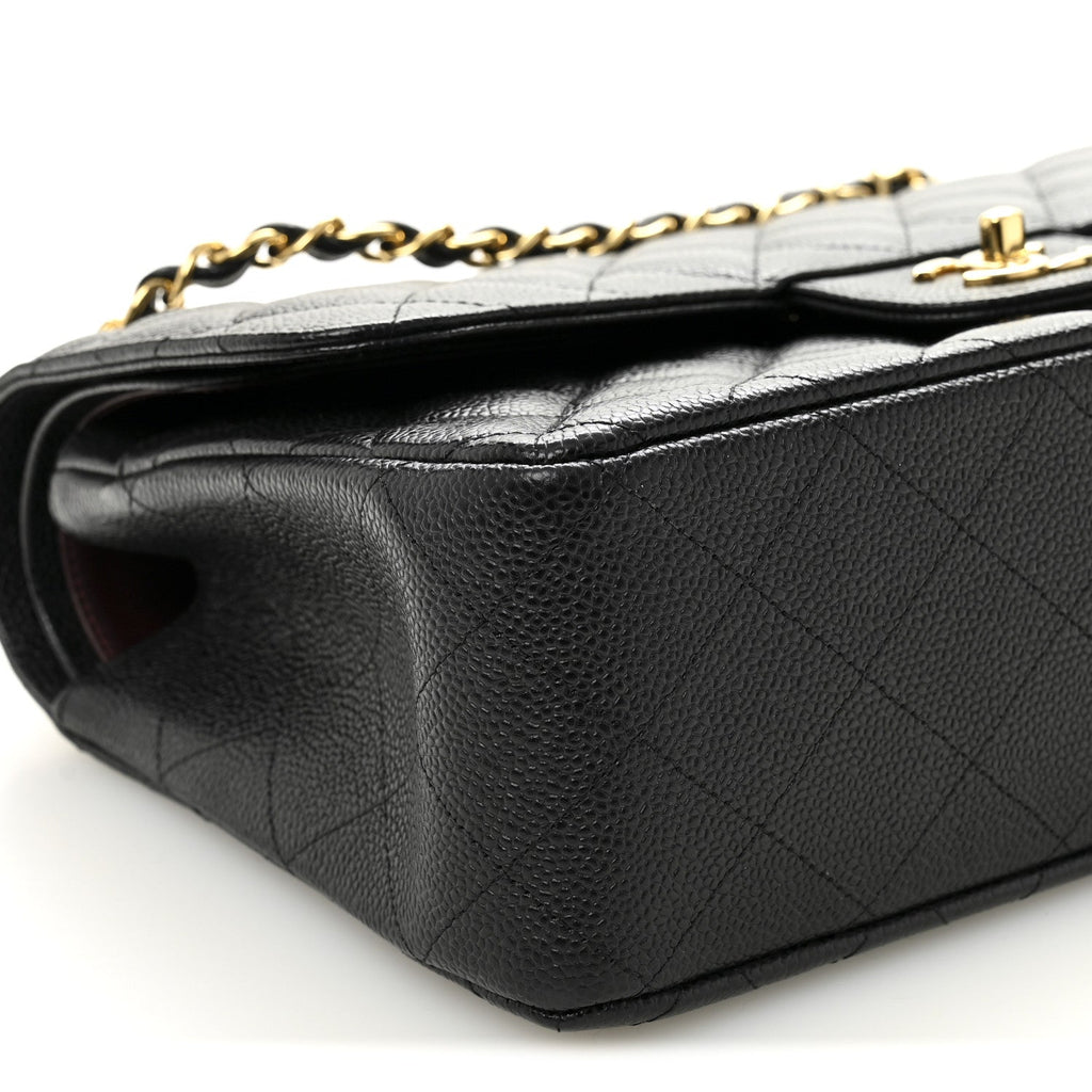 Caviar Quilted Jumbo Double Flap Black