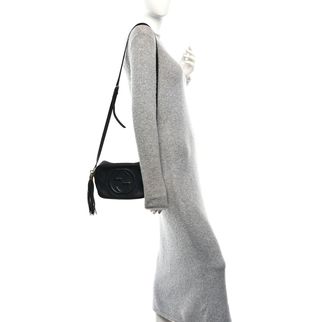 Pebbled Calfskin Small Soho Disco Bag Black