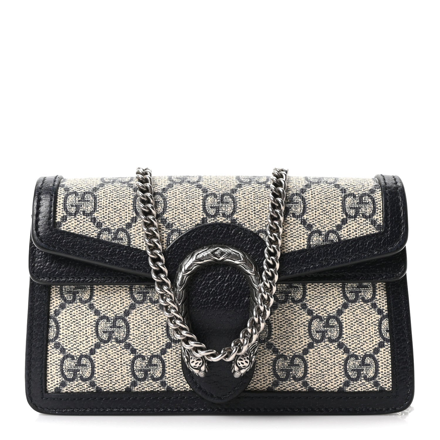 GG Supreme Monogram Textured Dollar Calfskin Super Mini Dionysus Shoulder Bag Beige Blue