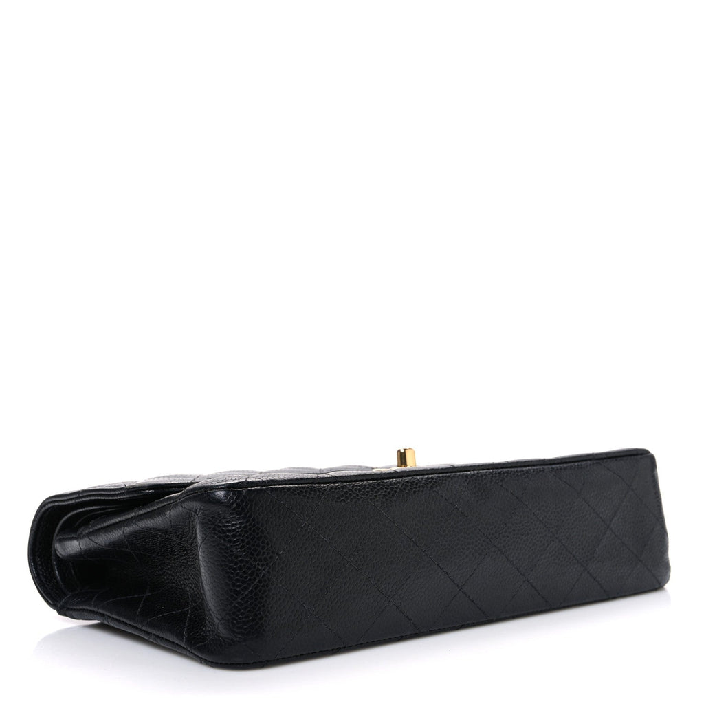 Caviar Quilted Medium Double Flap Black