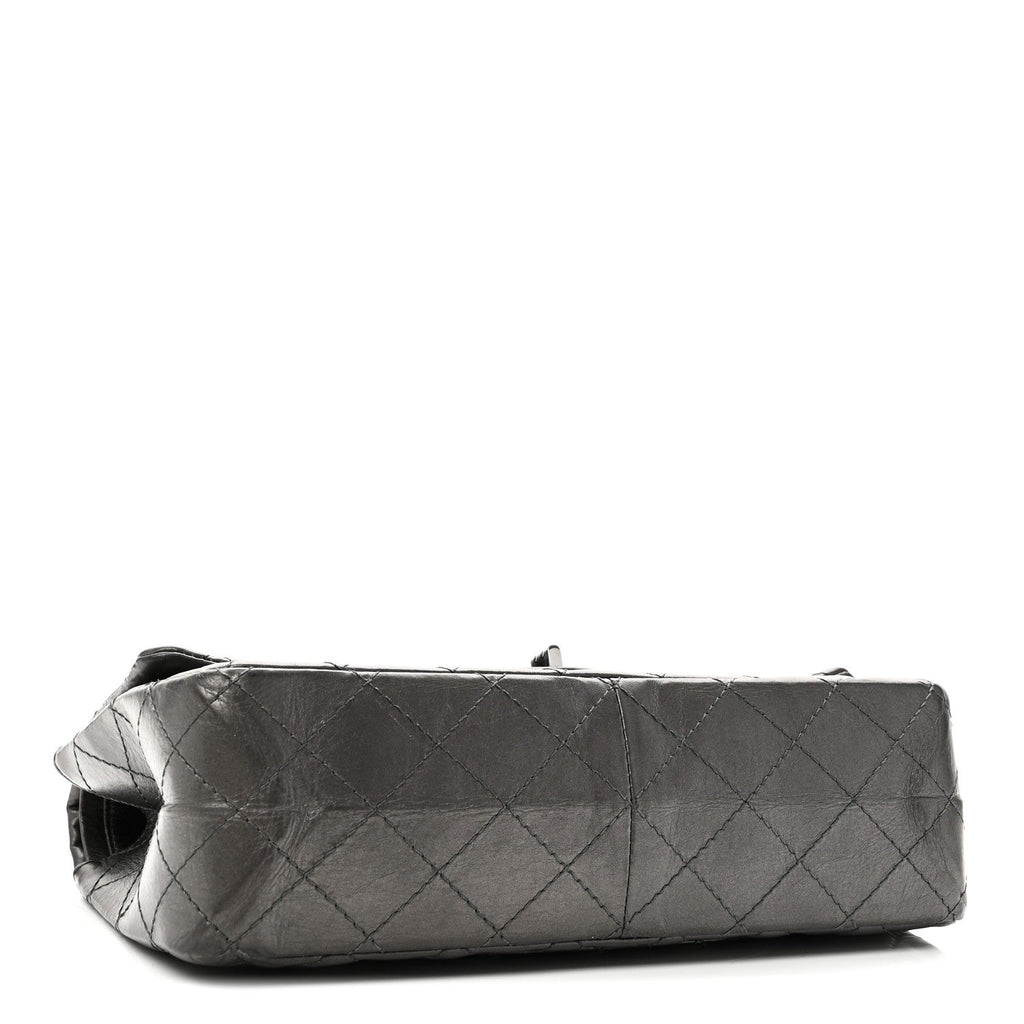 Metallic Aged Calfskin Quilted 2.55 Reissue 226 Flap Dark Grey