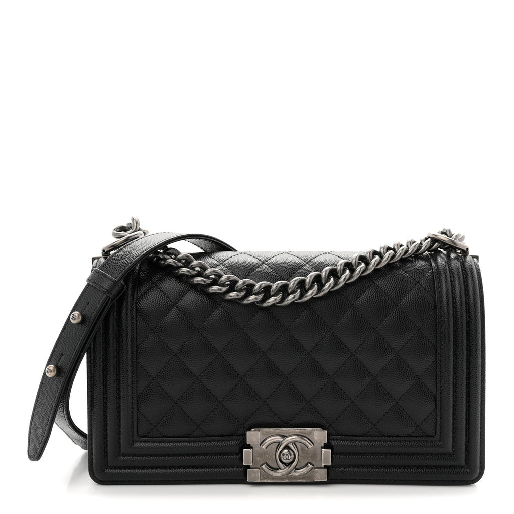 Caviar Quilted Medium Boy Flap Black