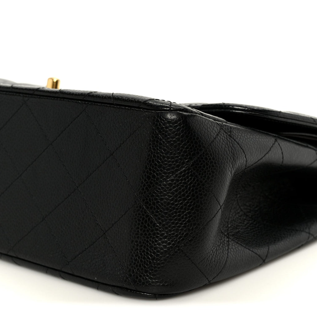 Caviar Quilted Jumbo Double Flap Black