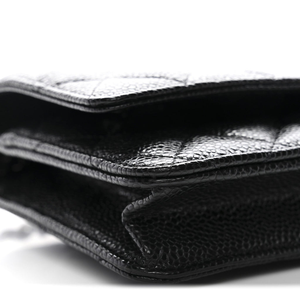 Caviar Quilted Wallet on Chain WOC Black