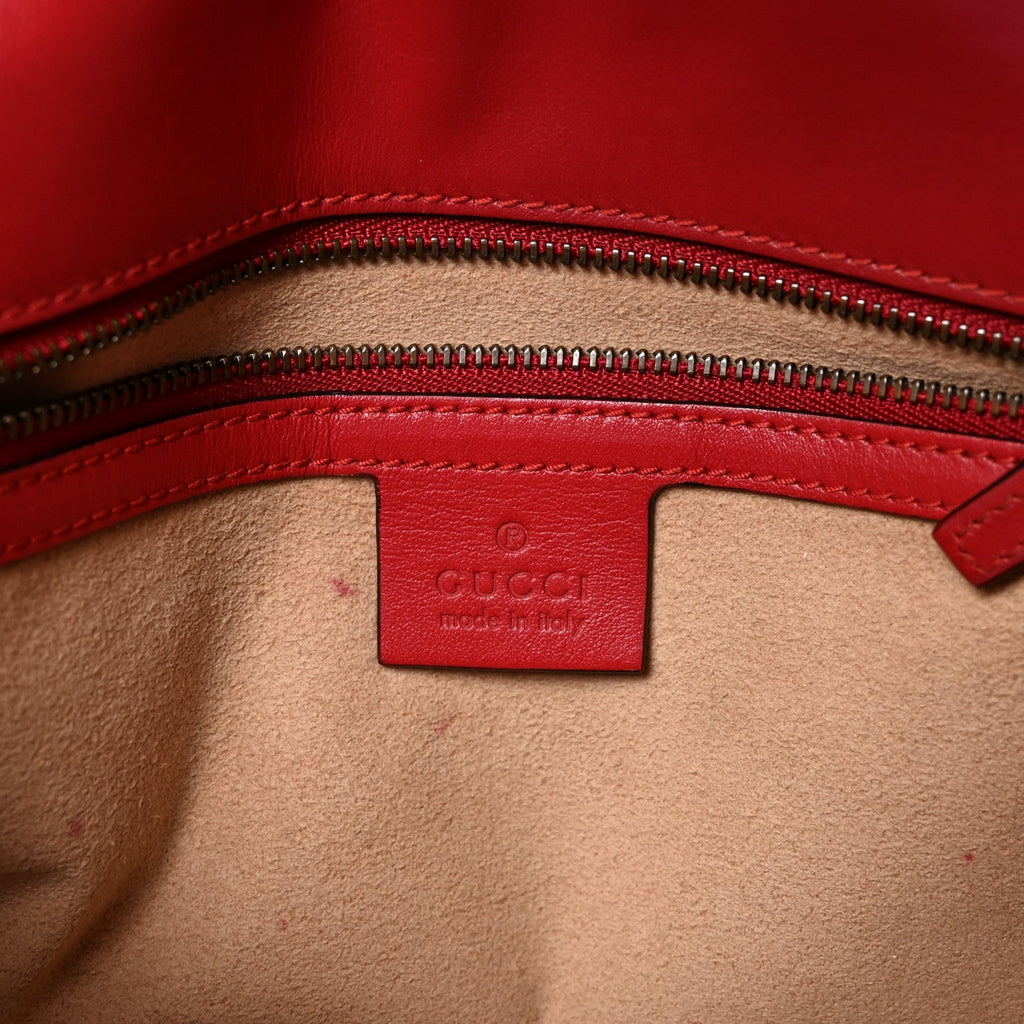 Calfskin Matelasse Small GG Marmont Shoulder Bag Hibiscus Red