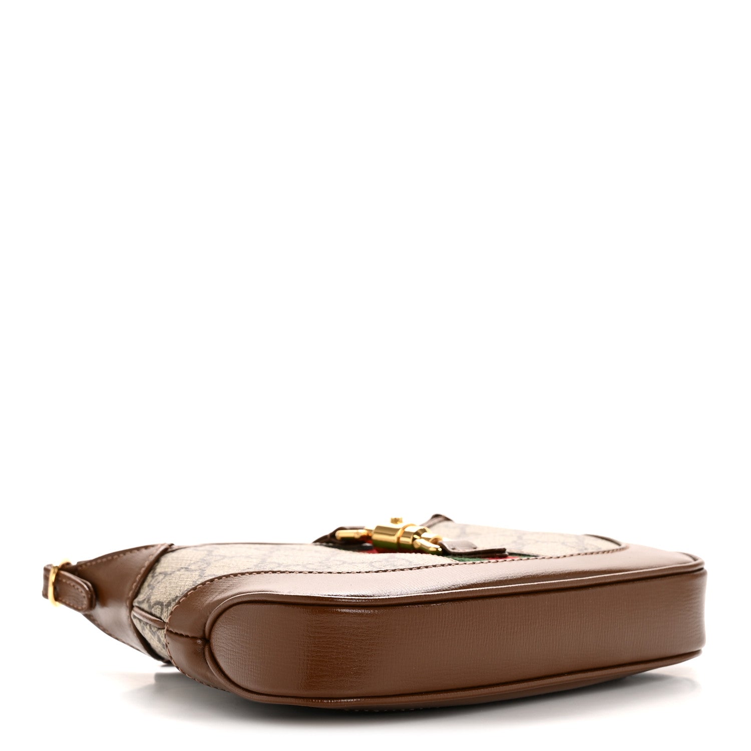GG Supreme Monogram Azalea Calfskin Web Mini Jackie 1961 Hobo Beige Ebony Brown Sugar
