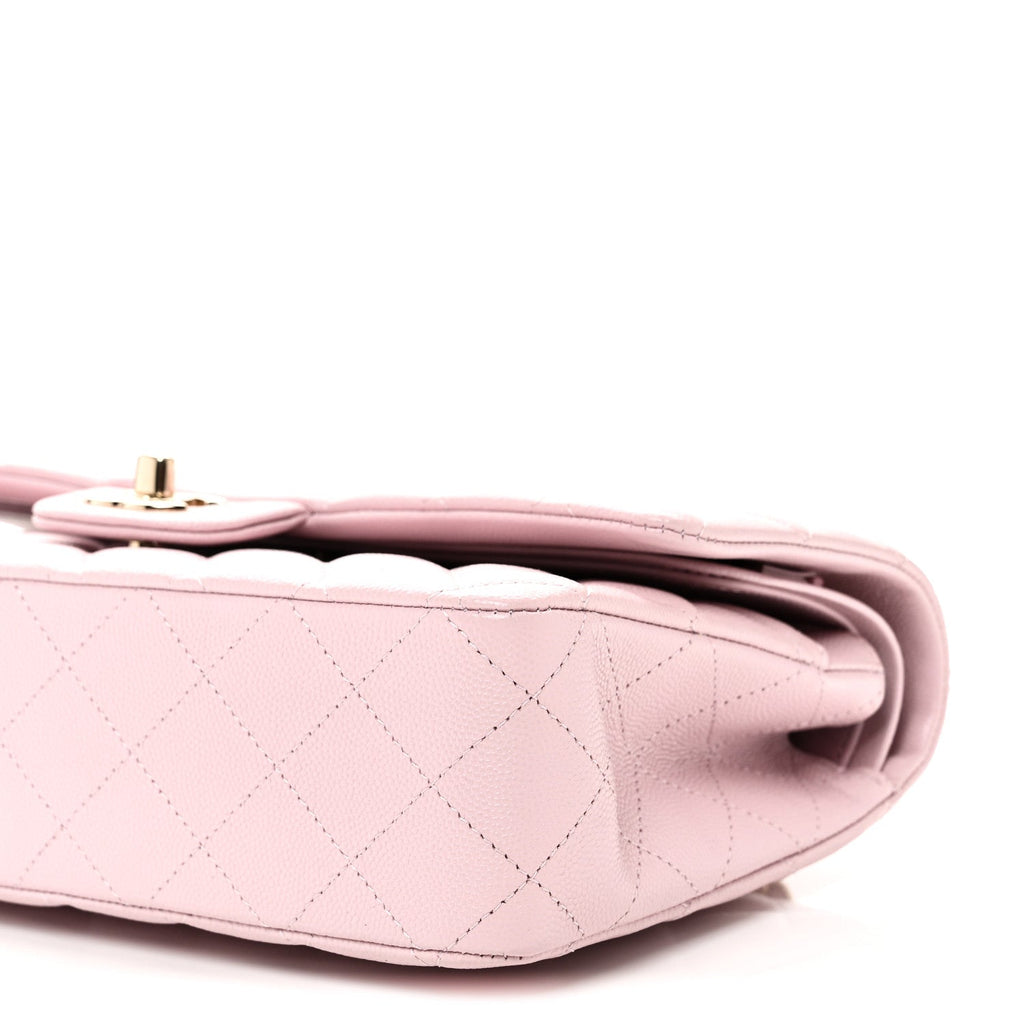Caviar Quilted Medium Double Flap Light Pink