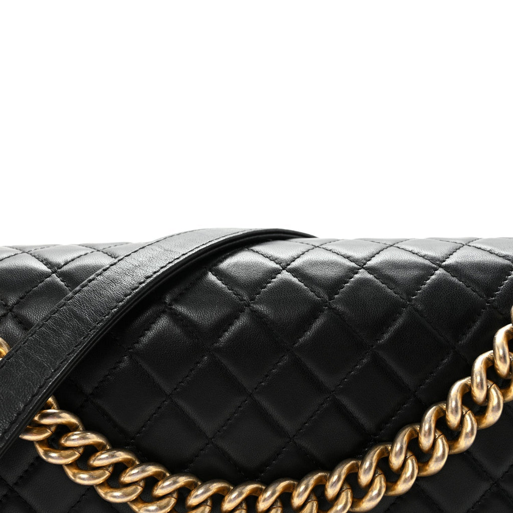 Lambskin Quilted New Medium Boy Flap Black