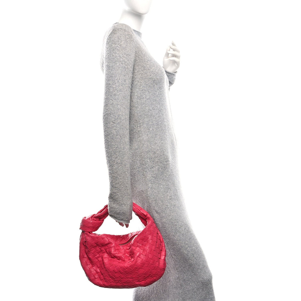 Nappa Intrecciato Teen Jodie Hobo Cranberry