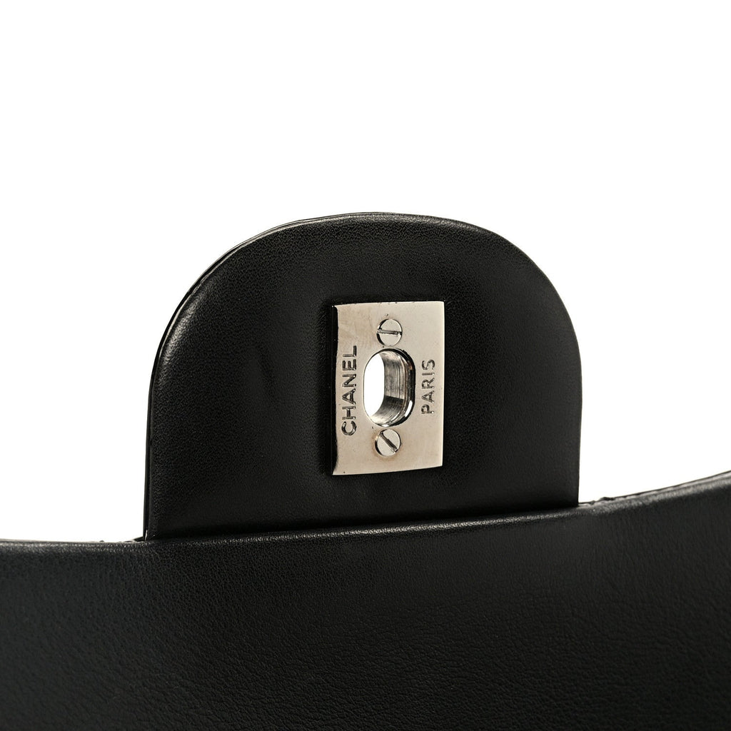 Patent Quilted Jumbo Double Flap Black