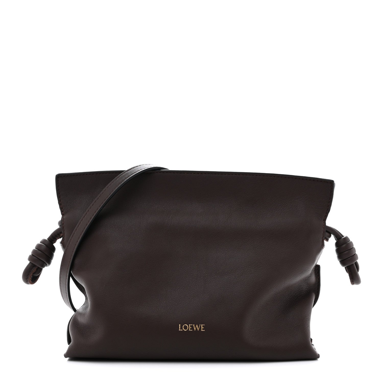 Calfskin Mini Flamenco Knot Clutch Chocolate