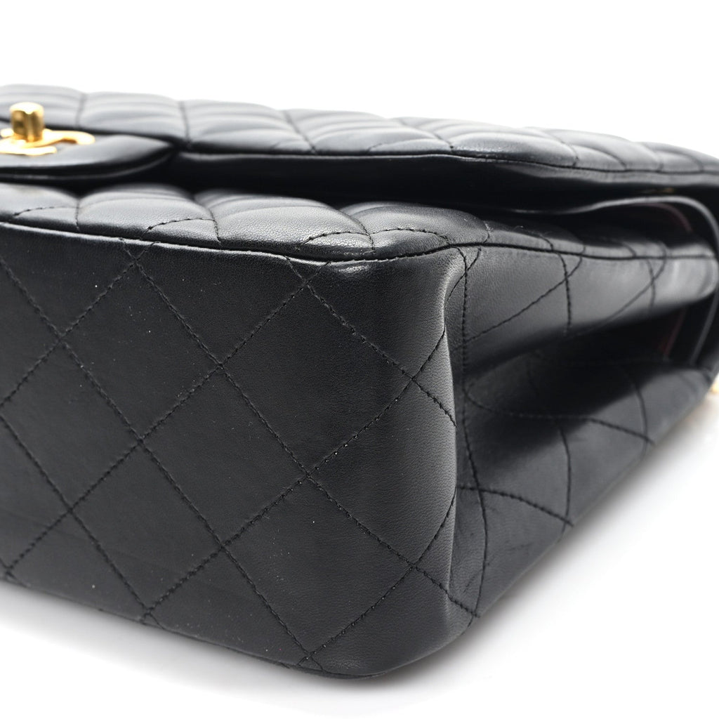 Lambskin Quilted Jumbo Double Flap Black