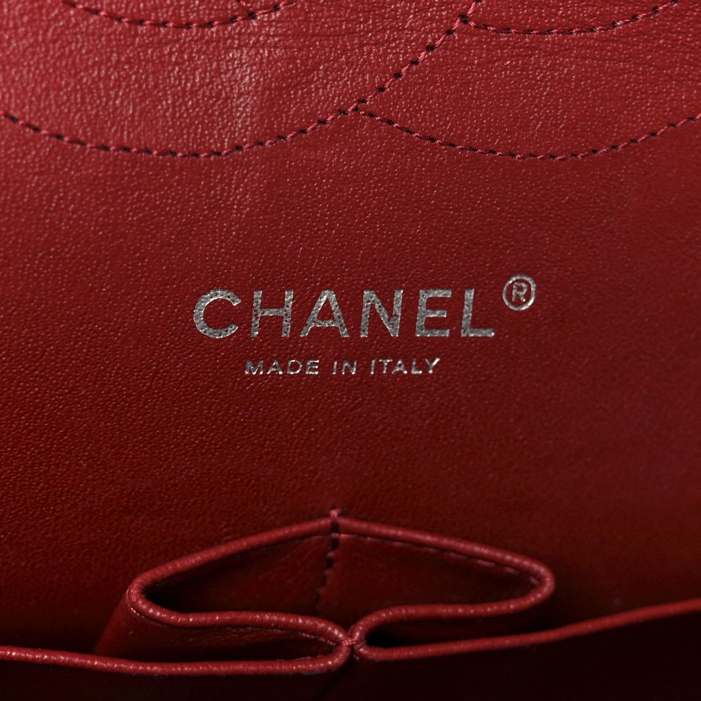 Caviar Quilted Jumbo Double Flap Dark Red