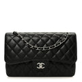 Caviar Quilted Jumbo Double Flap Black