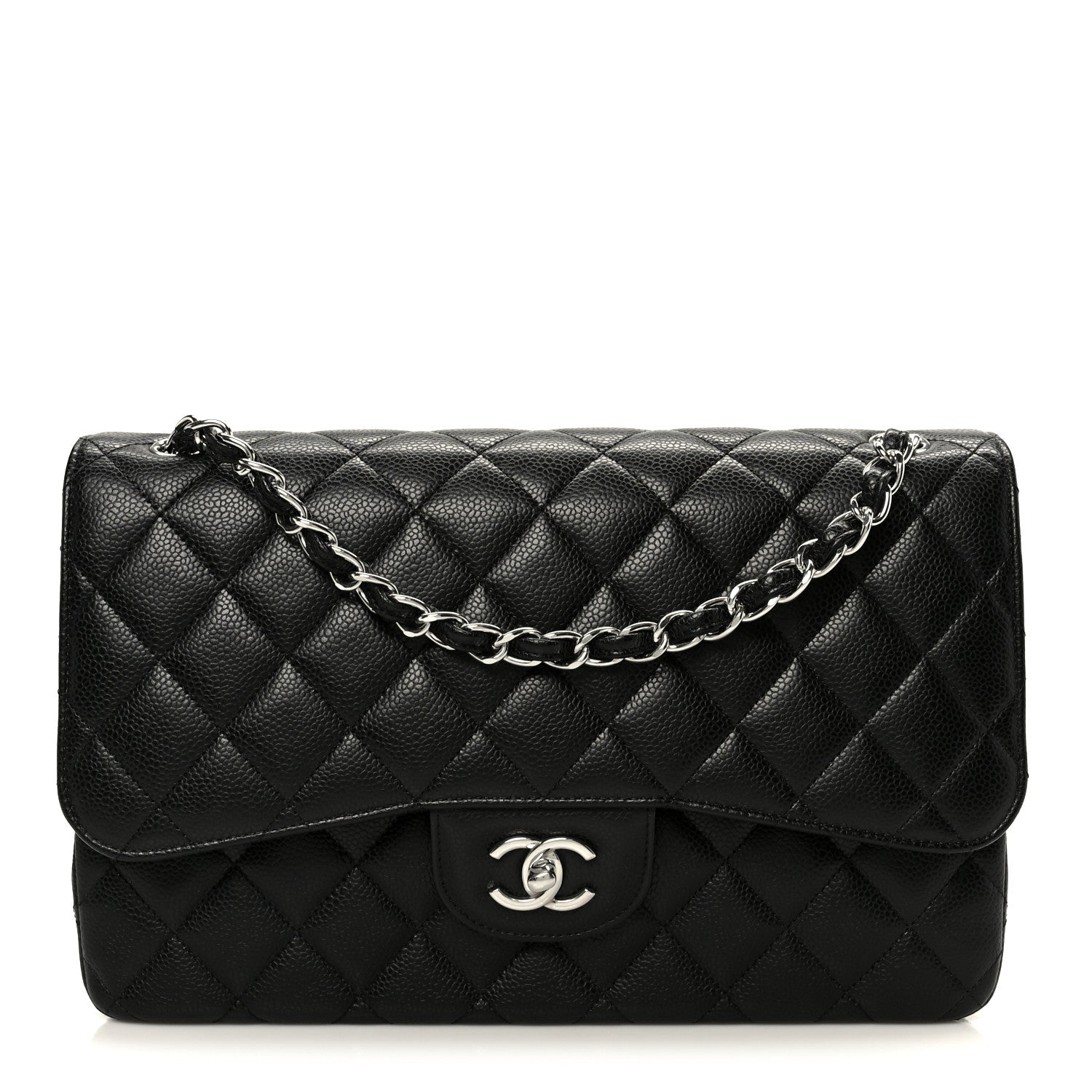 Caviar Quilted Jumbo Double Flap Black