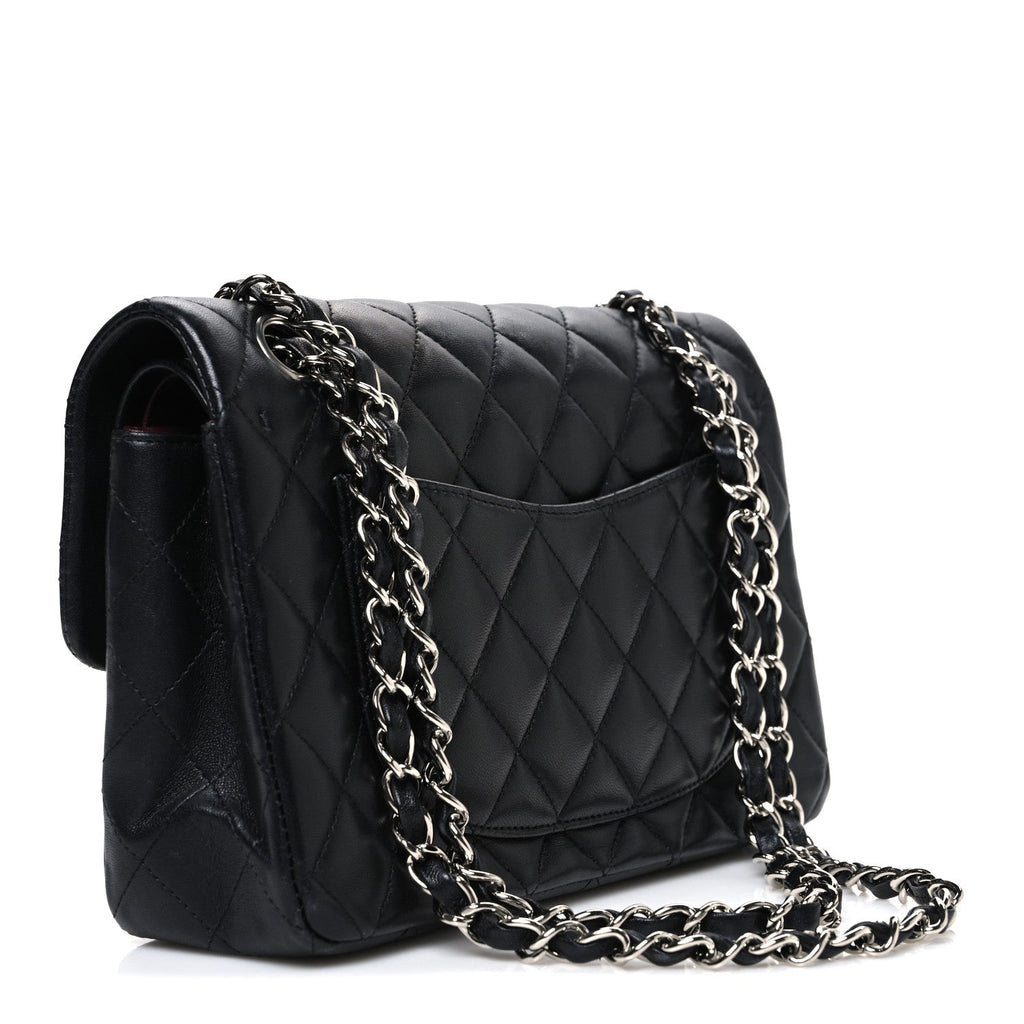 Lambskin Quilted Small Double Flap Black