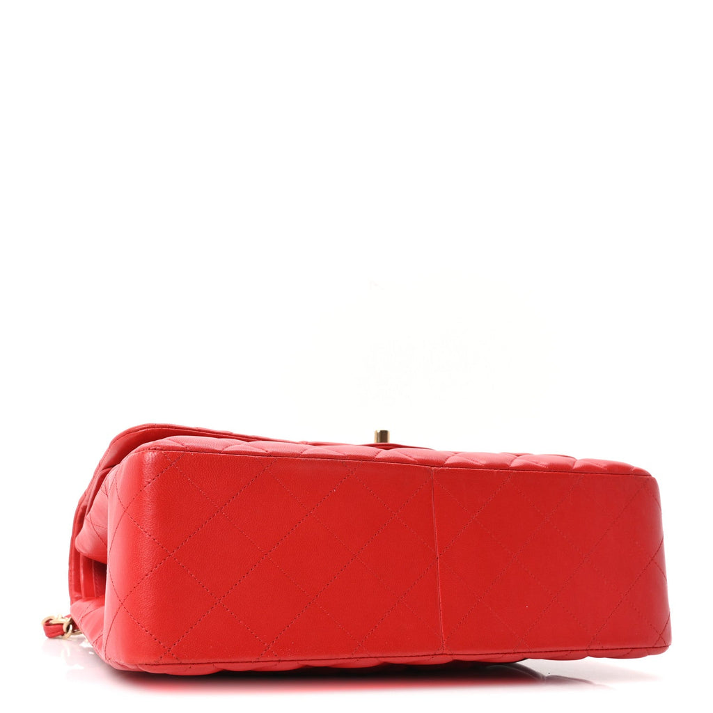 Lambskin Quilted Jumbo Double Flap Red