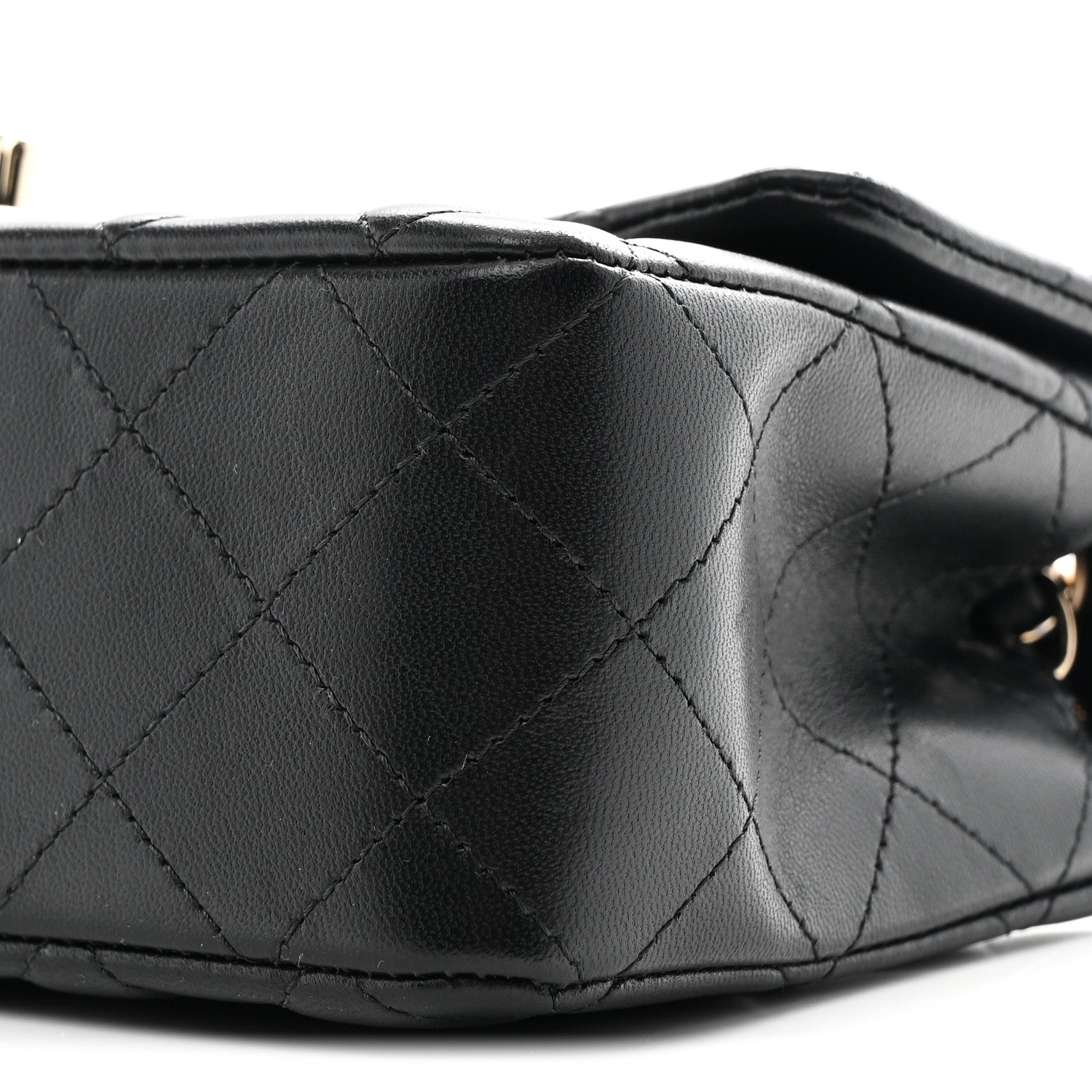 Lambskin Quilted Mini Rectangular Flap Black