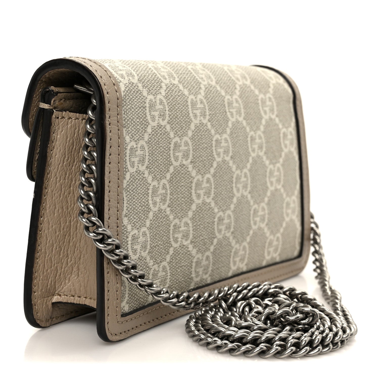 GG Supreme Monogram Textured Dollar Calfskin Super Mini Dionysus Shoulder Bag Beige Mystic White Oatmeal