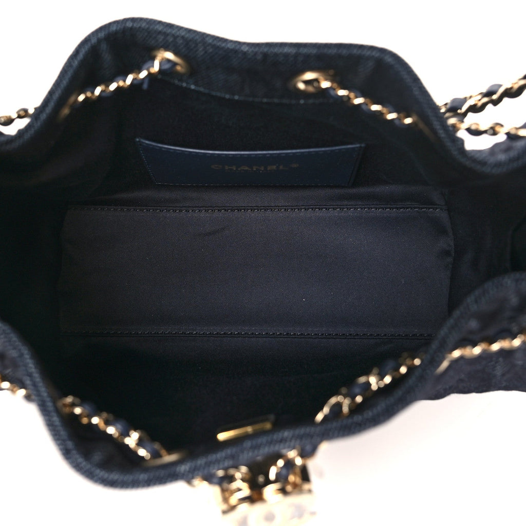 Denim Quilted Mini Chanel 25 Handbag Dark Blue