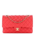 Caviar Quilted Medium Double Flap Red