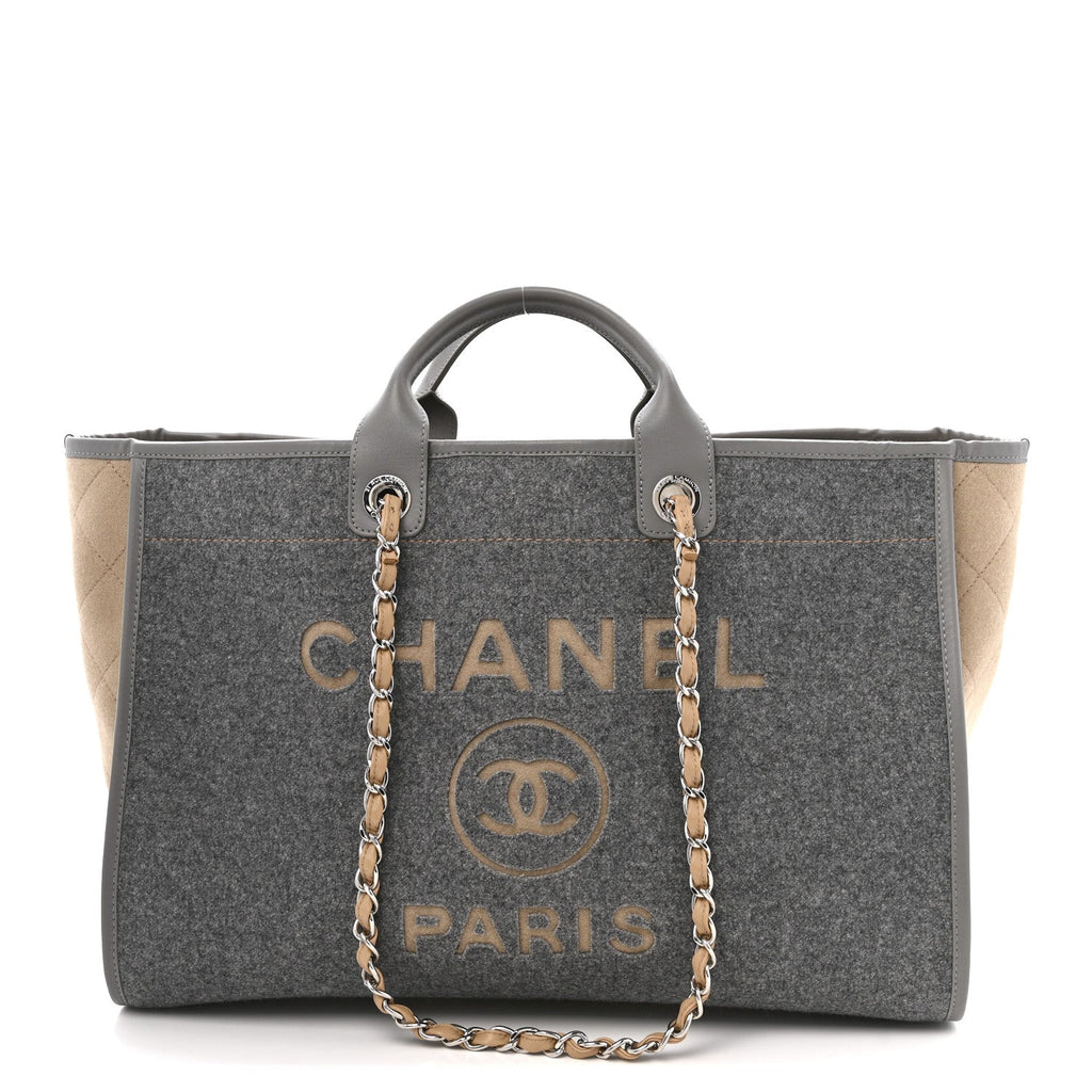 Wool Felt Large Deauville Tote Grey Beige