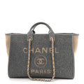 Wool Felt Large Deauville Tote Grey Beige