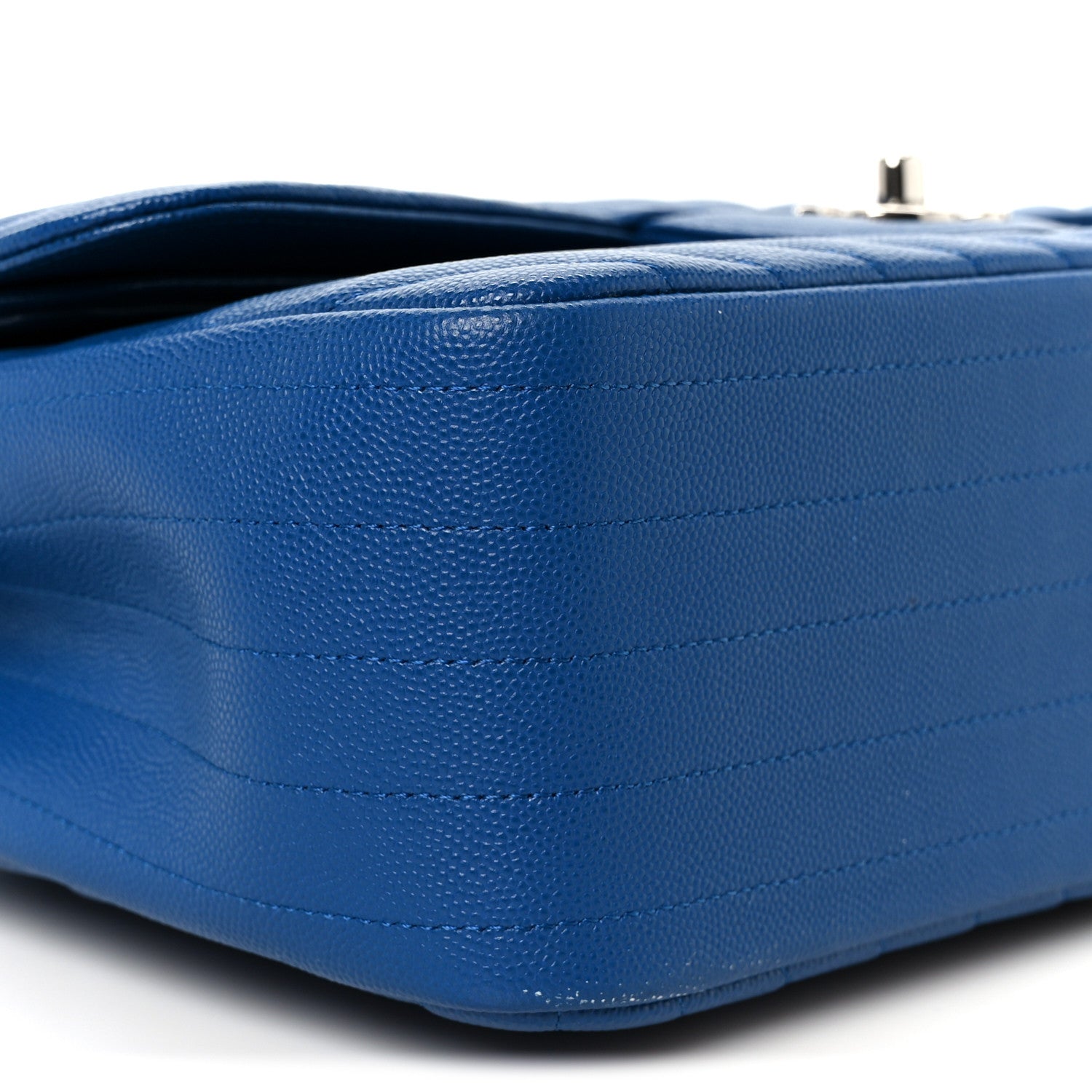Caviar Chevron Quilted Jumbo Double Flap Blue