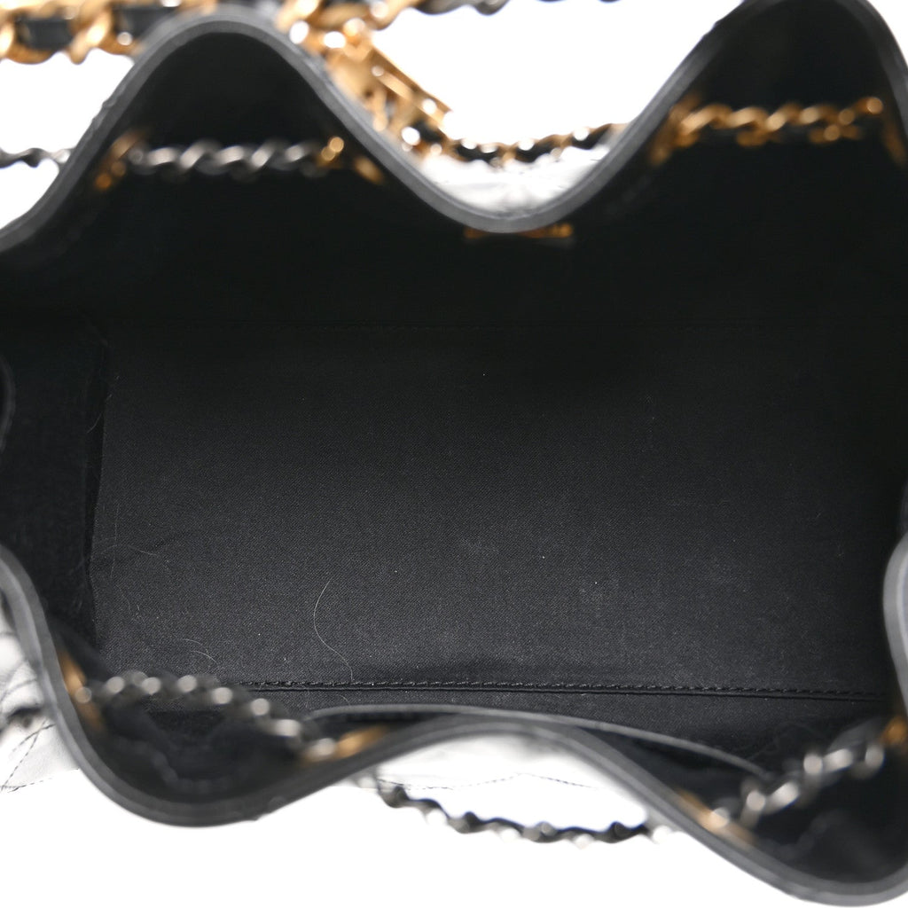 Shiny Crumpled Calfskin Quilted Small Chanel 25 Handbag Black