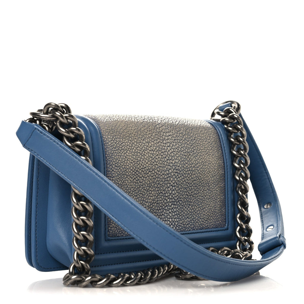 Galuchat Stingray Small Boy Flap Blue