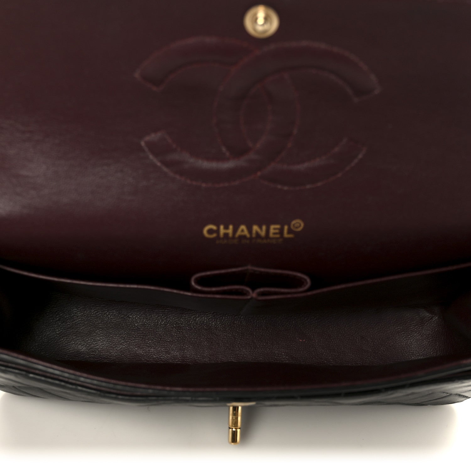 Lambskin Quilted Medium Double Flap Black