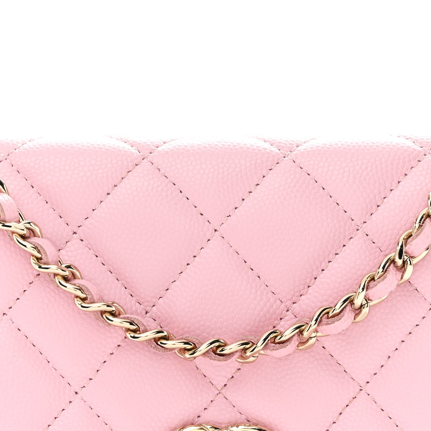 Caviar Quilted Wallet on Chain WOC Light Pink